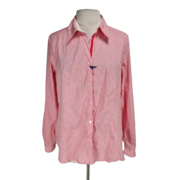MARINA SPORT BY MARINA RINALDI Womens Button Up Top Size 12 Pink Striped 107A - Picture 1 of 7